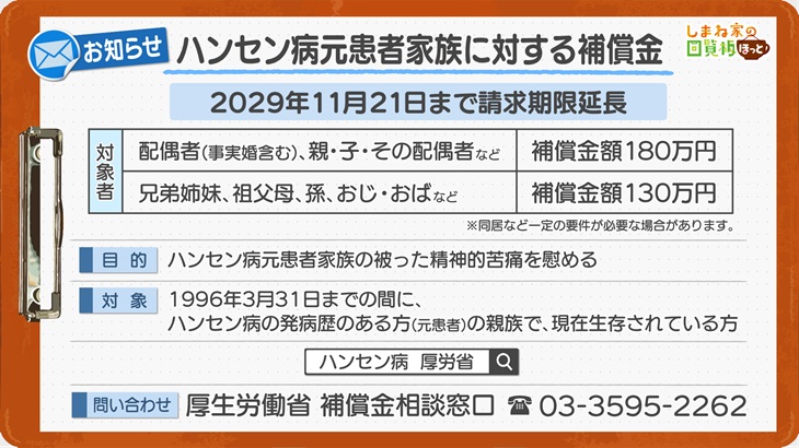 ハンセン病元患者家族に対する補償金